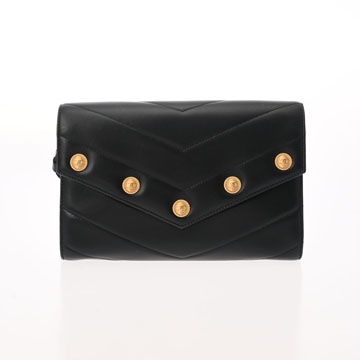 シャネル CCボタン Vステッチ ブラック A94564 カーフスキン レディース バッグ 【中古】【bag】