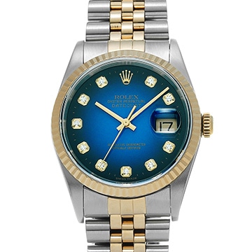 ロレックス デイトジャスト 16233G ブルー・グラデーション/ダイヤモンド メンズ 時計 【中古】【wristwatch】