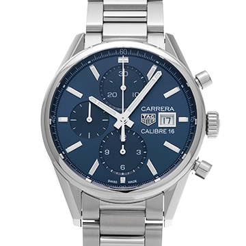 タグ ホイヤー カレラ キャリバー16 クロノグラフ CBK2112.BA0715 ブルー メンズ 時計 【中古】【wristwatch】