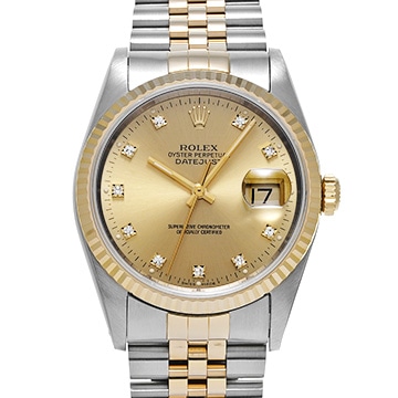 ロレックス デイトジャスト 16233G シャンパン/ダイヤモンド メンズ 時計 【中古】【wristwatch】