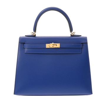 エルメス ケリー 25 外縫い 2WAY ブルーエレクトリック タデラクト レディース バッグ 【中古】【bag】
