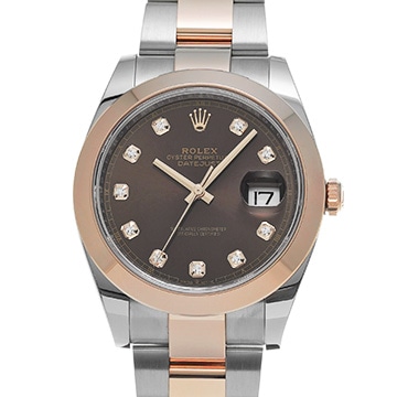 ロレックス デイトジャスト 41 126301G チョコレートブラウン/ダイヤモンド メンズ 時計 【中古】【wristwatch】