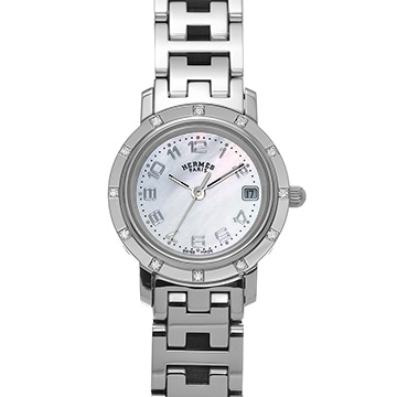 エルメス クリッパー ナクレ CL4.230 ホワイトシェル レディース 時計 【中古】【wristwatch】