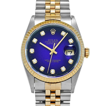 ロレックス デイトジャスト 16233G ブルー・グラデーション/ダイヤモンド メンズ 時計 【中古】【wristwatch】