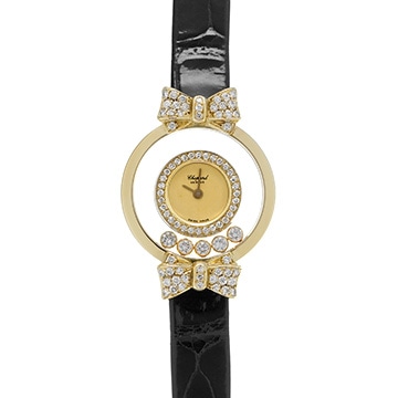 ショパール ハッピーダイヤモンド リボン 20/5335 ホワイト レディース 時計 【中古】【wristwatch】