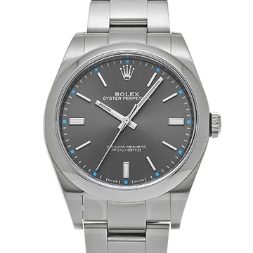 ロレックス オイスターパーペチュアル 39 ダークロジウム 114300 グレー メンズ 時計 【中古】【wristwatch】