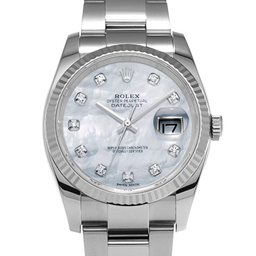 ロレックス デイトジャスト 116234NG ピンクシェル/ダイヤモンド メンズ 時計 【中古】【wristwatch】