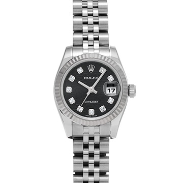 ロレックス デイトジャスト 179174G ブラックコンピュータ/ダイヤモンド レディース 時計 【中古】【wristwatch】