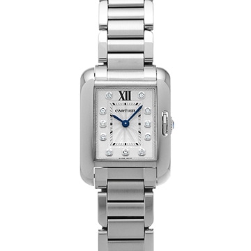 カルティエ タンクアングレーズ SM W4TA0003 シルバー/ダイヤモンド レディース 時計 【中古】【wristwatch】