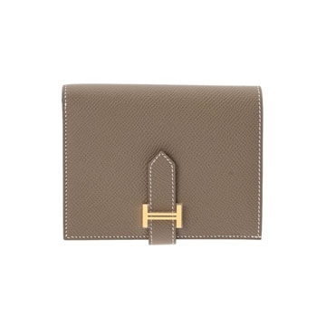 エルメス ベアン コンパクト エトゥープ ヴォーエプソン ユニセックス 財布 【新品】【purse】