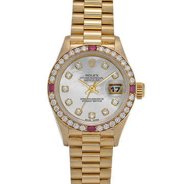 ロレックス デイトジャスト 69068 ホワイトシェル/ダイヤモンド レディース 時計 【中古】【wristwatch】