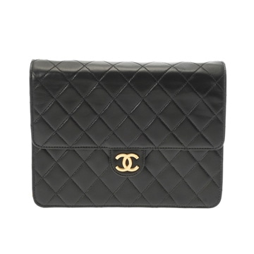 シャネル マトラッセ プッシュロックチェーンショルダー ブラック ラムスキン レディース バッグ 【中古】【bag】