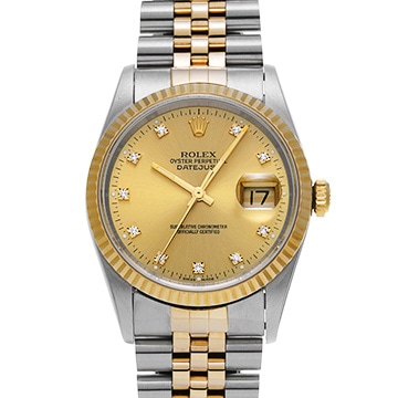 ロレックス デイトジャスト 16233G シャンパン/ダイヤモンド メンズ 時計 【中古】【wristwatch】
