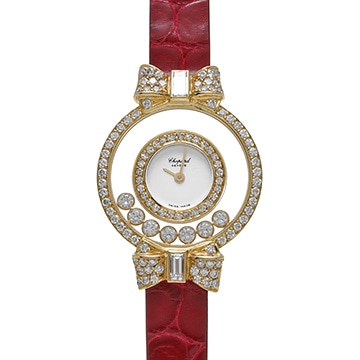 ショパール ハッピーダイヤモンド リボン 205020-0002 ホワイト レディース 時計 【中古】【wristwatch】