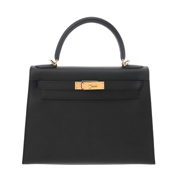 エルメス ケリー 28 外縫い 2WAY ブラック ソンブレロ レディース バッグ 【中古】【bag】