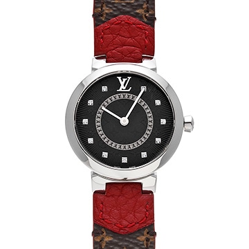 ルイ ヴィトン タンブール スリム PM ブラック QA143Z ブラック/ダイヤモンド レディース 時計 【中古】【wristwatch】