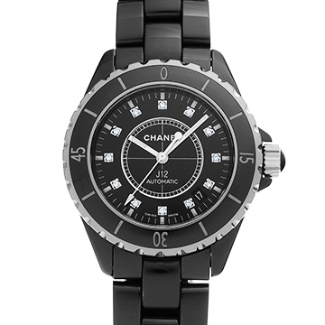 シャネル J12 38MM H1626 ブラックラッカー/ダイヤモンド メンズ 時計 【中古】【wristwatch】