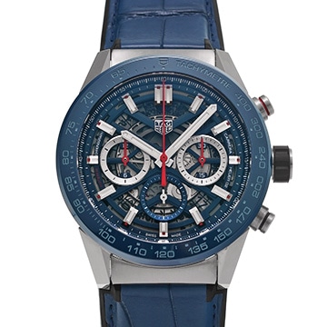 タグ ホイヤー カレラ キャリバーホイヤー02 クロノグラフ CBG2A11.FC6460 ブルー メンズ 時計 【中古】【wristwatch】