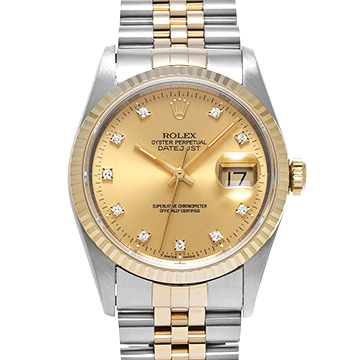 ロレックス デイトジャスト 16233G シャンパン/ダイヤモンド メンズ 時計 【中古】【wristwatch】