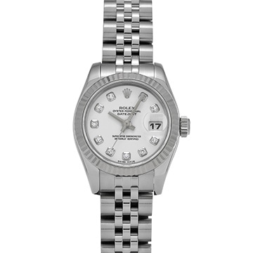 ロレックス デイトジャスト 179174G ホワイト/ダイヤモンド レディース 時計 【中古】【wristwatch】