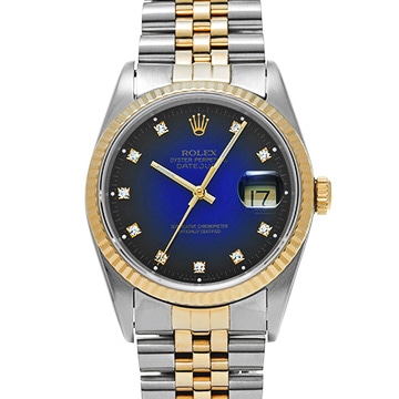 ロレックス デイトジャスト 16233G ブルー・グラデーション/ダイヤモンド メンズ 時計 【中古】【wristwatch】
