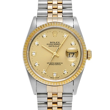ロレックス デイトジャスト 16233G シャンパン/ダイヤモンド メンズ 時計 【中古】【wristwatch】