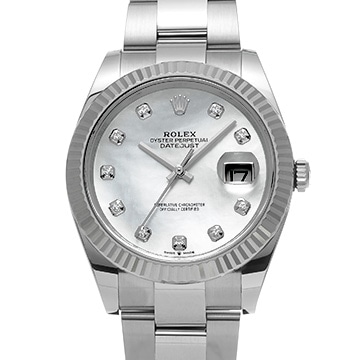 ロレックス デイトジャスト 41 126334NG ホワイトシェル/ダイヤモンド メンズ 時計 【中古】【wristwatch】
