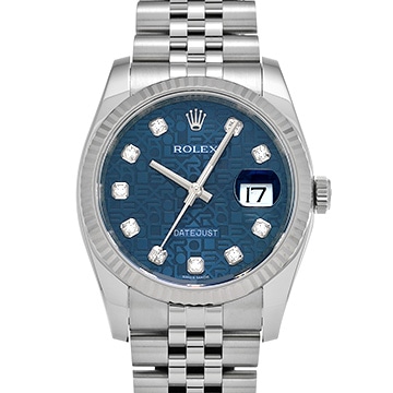 ロレックス デイトジャスト 116234G ブルーコンピュータ/ダイヤモンド メンズ 時計 【中古】【wristwatch】