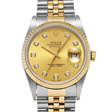 ロレックス デイトジャスト 16233G シャンパン/ダイヤモンド メンズ 時計 【中古】【wristwatch】