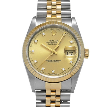 ロレックス デイトジャスト 16233G シャンパン/ダイヤモンド メンズ 時計 【中古】【wristwatch】