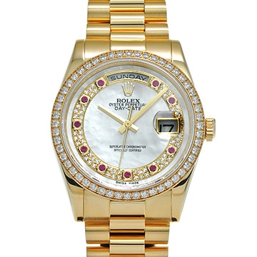 ロレックス デイデイト 118348NMR ホワイトシェル/ルビー メンズ 時計 【中古】【wristwatch】