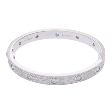 カルティエ ラブブレスレット #17 フルパヴェ シルバー K18ホワイトゴールド WG レディース ジュエリー 【中古】【jewelry】