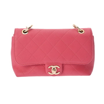 シャネル マトラッセ チェーンショルダー ピンク キャビアスキン レディース バッグ 【中古】【bag】