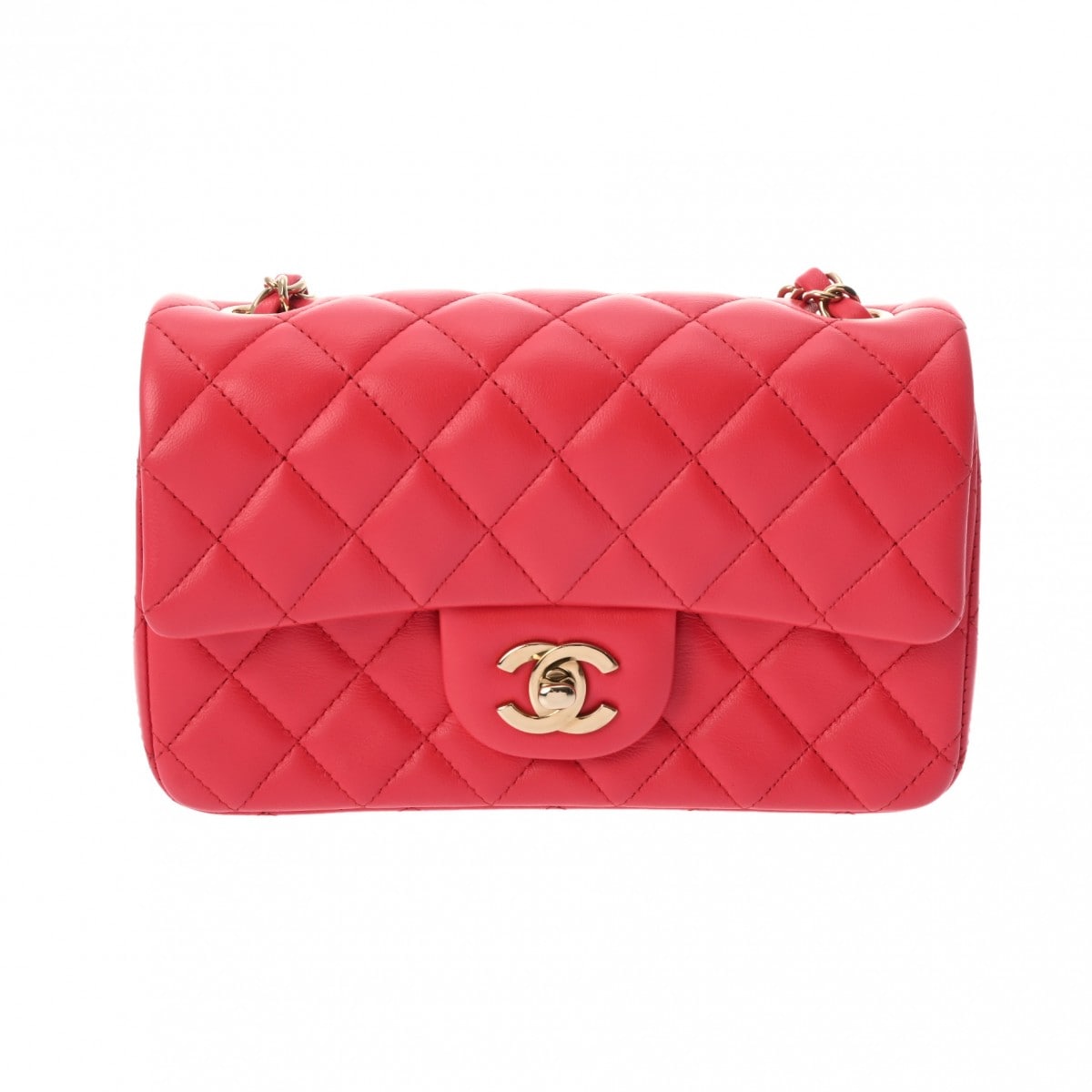 シャネル ミニ クラシック ハンドバッグ 20cm コーラルピンク A69900 ラムスキン レディース バッグ 【中古】【bag】