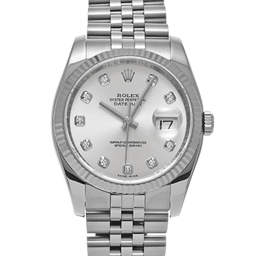 ロレックス デイトジャスト 116234G シルバー/ダイヤモンド メンズ 時計 【中古】【wristwatch】