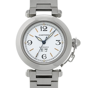 カルティエ パシャC ビッグデイト W31044M7 ホワイト ユニセックス 時計 【中古】【wristwatch】