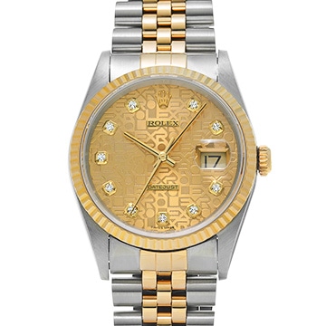 ロレックス デイトジャスト 16233G シャンパンコンピュータ/ダイヤモンド メンズ 時計 【中古】【wristwatch】