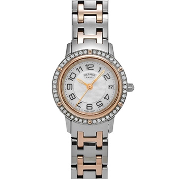 エルメス クリッパー CP1.222 ホワイトシェル レディース 時計 【中古】【wristwatch】