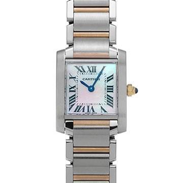 カルティエ タンクフランセーズ SM W51027Q4 ピンクシェル レディース 時計 【中古】【wristwatch】