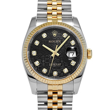ロレックス デイトジャスト 116233G ブラックコンピュータ/ダイヤモンド メンズ 時計 【中古】【wristwatch】