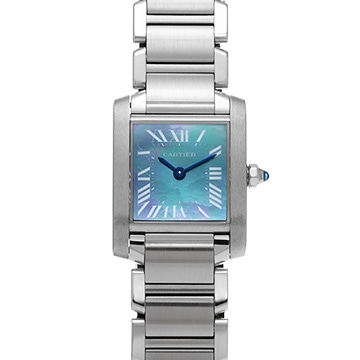 カルティエ タンクフランセーズ SM W51034Q3 ブルーシェル レディース 時計 【中古】【wristwatch】