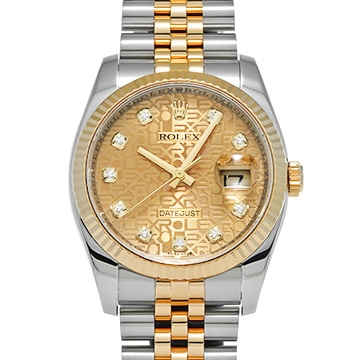 ロレックス デイトジャスト 116233G シャンパンコンピュータ/ダイヤモンド メンズ 時計 【中古】【wristwatch】