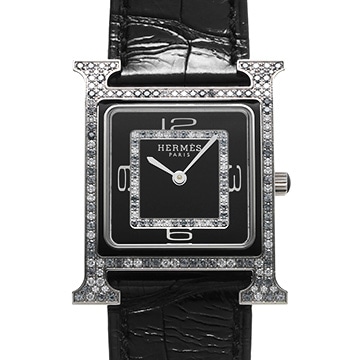 エルメス Hウォッチ HH4.591 ブラック/ダイヤモンド レディース 時計 【中古】【wristwatch】