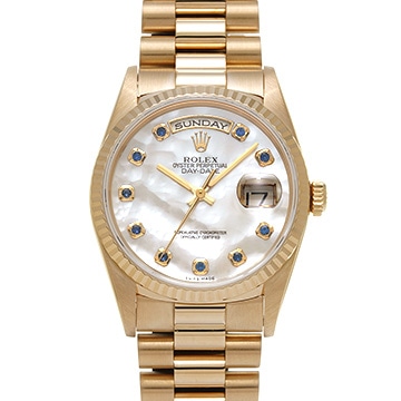 ロレックス デイデイト 18238NGS ホワイトシェル/ルビー メンズ 時計 【中古】【wristwatch】