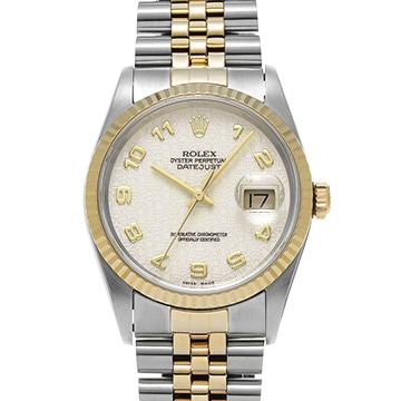 ロレックス デイトジャスト 16233 アイボリーコンピュータ メンズ 時計 【中古】【wristwatch】