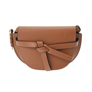 ロエベ ゲートデュアル バッグ ミニ タン A650N46X13 ソフトカーフ/ジャガード レディース バッグ 【中古】【bag】