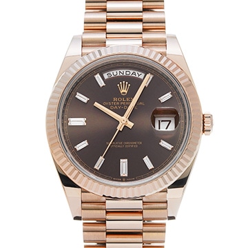 ロレックス デイデイト 40 228235A チョコレートブラウン/ダイヤモンド メンズ 時計 【中古】【wristwatch】