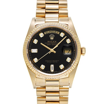 ロレックス デイデイト 18038A ブラック/ダイヤモンド メンズ 時計 【中古】【wristwatch】