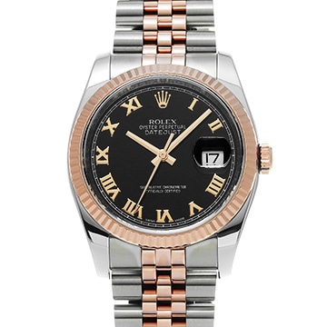 ロレックス デイトジャスト 116231 ブラック メンズ 時計 【中古】【wristwatch】