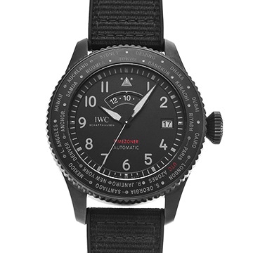 IWC パイロットウォッチ タイムゾーナー トップガン セラタニウム IW395505 ブラック メンズ 時計 【中古】【wristwatch】